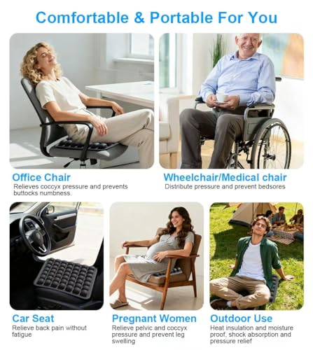 Sondur Travel Cushion, Inflatable Airplane Seat Cushion for Long Flights, 3D Air Cell Seat Cushions with Foot-operated Inflatable Accessories for Office Chair, Wheelchair, Cars, Home Living
