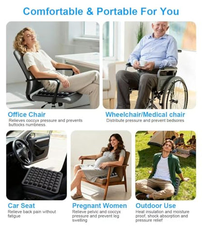 Sondur Travel Cushion, Inflatable Airplane Seat Cushion for Long Flights, 3D Air Cell Seat Cushions with Foot-operated Inflatable Accessories for Office Chair, Wheelchair, Cars, Home Living