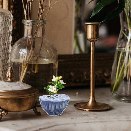 SHINEOFI Ceramic Lotus Pod Vase Small Flower Pot Table Centerpiece for Dining Room and Bookshelf Home Decor Zen Style