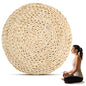Hand-Woven Straw Weaving Meditation Cushion 30x6cm Space Cotton Filled Yoga Seat Mat for Home and Yoga Practice, Light Brown Natural Fiber Floor Pillow