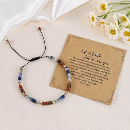 VIBILIA Get Well Gifts for Women, Inspirational Gifts Natural Stone Healing Bracelet, Thinking of You Encouragement Strength Bracelets for Women on Birthday Valentine's Day Easter Mother's Day - color: I. Chakra