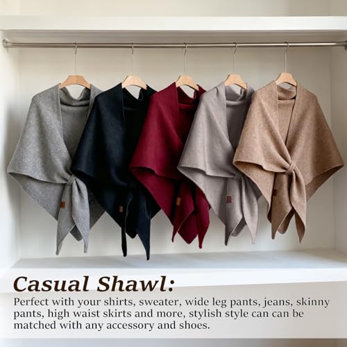 Pashmina Shawl Wraps Women Knitted Shawls and Wraps Cardigan Cape Wool Cashmere Shoulder Top Sweater Shawl Scarf 2025 - color: Black