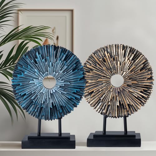 Round Statue HomeDecor Kitchen, Modern Decorative Sculpture Decorations for Living Room Coffee Table, Office Decor Shelf, Center Tabletop Decoration (Blue)