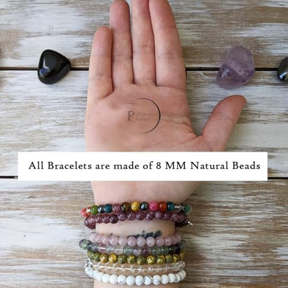 Gifts for Women, Healing Crystal Bracelet for Women, 8 mm Natural Gemstone Beaded Bracelet, Good Luck Bracelet Jewellery Gifts for Birthday, Women's Day, Wedding Anniversary