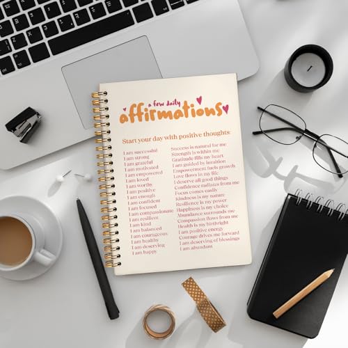 Daily Affirmation Journal, Affirmation Journal for Women, Inspirational Notebooks for Women, Positive Affirmations Gifts, a Few Daily Affirmations Hardcover Spiral Notebook 5.5x8.3 Inch - color: Affirwations