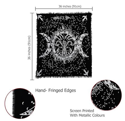 Indian Consigners Altar Cloth Triple Moon Goddess Silver Witchcraft Tarot Spread 36x36 inches Table Cloth Alter Wiccan (Special Triple Goddess Moon Silver) - color: Special Triple Goddess Moon Silver