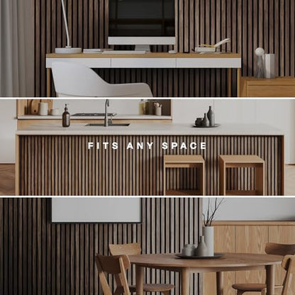 2-Pack Acoustic Wood Slat Panels - Soundproof Wall Paneling for Interior Decor