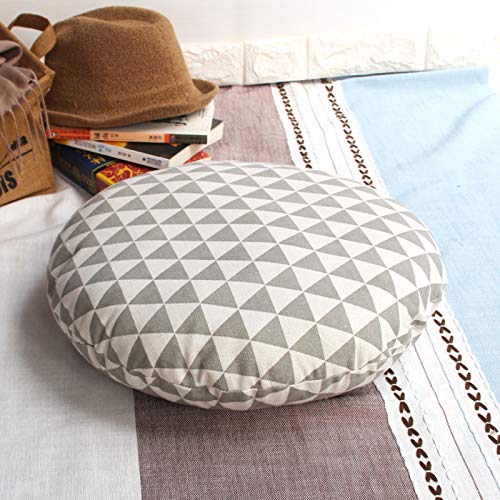 Round Corduroy Comfort Floor Pillow Solid Color Breathable Seat Cushion Large Thicken Tatami Meditation Cushion for Yoga Living Room Balcony-Grey 60cm(24inch)