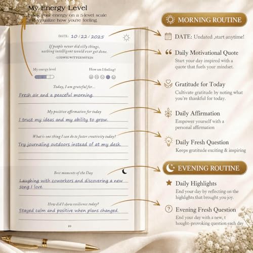 Gratitude Journal 2026, Undated Daily Gratitude Journal with Gift Box, 2 Fresh Prompts Every Day, 5-Minute Reflection & Mindfulness Journals for Women and Men