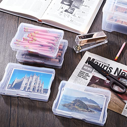 Yungyan 2 Count 4 x 6 Inch Photo Storage Boxes Craft Organizer Cases Picture 12 Inner Photo Cases Plastic Box Scrapbooking Clear Containers Storage Box for Photos Seeds Card Stamps Tasks Stickers