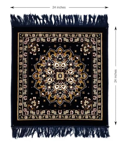 ASHIRWAD Puja Aasan 24 x 24 Inches Soft Fabric Religious Mat for Home Mandir Daily Pooja Meditation Havan and Traditional Worship Rituals (Blue-1) - color: Blue-1