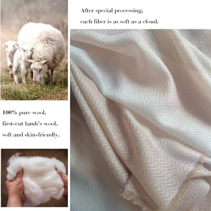 Luxury Cashmere Pashmina Style Shawl - Silk & Wool Blend Scarf, Lightweight Skin-Friendly Wrap - color: Gradient Beige