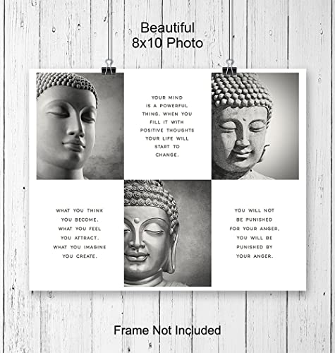 LARGE 11X14 - Positive Inspirational Quotes Buddha Posters - Zen Buddhism Wall Art - Spa Namaste Wall Decor, Yoga Studio, Home Office - Uplifting New Age Buddhist Meditation Spiritual Gifts for Women - size: 11"L x 14"W