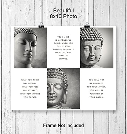 LARGE 11X14 - Positive Inspirational Quotes Buddha Posters - Zen Buddhism Wall Art - Spa Namaste Wall Decor, Yoga Studio, Home Office - Uplifting New Age Buddhist Meditation Spiritual Gifts for Women - size: 11"L x 14"W