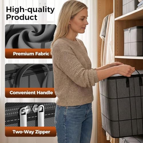 1 Pcs 180L Sturdy Oversized Storage Bag Organizer,Waterproof Non-Woven Moving Bags with Double Zippers & Reinforced Handles for Moving Supplies,Traveling,Clothes,Blankets