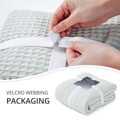 Lightweight Cotton Waffle Throw Blanket, Modern Two-Tone Check Pattern, Soft & Breathable for Bed, Couch, Sofa, All Seasons – Light Blue/White, 50"x60" - color: Blue/White, size: Queen