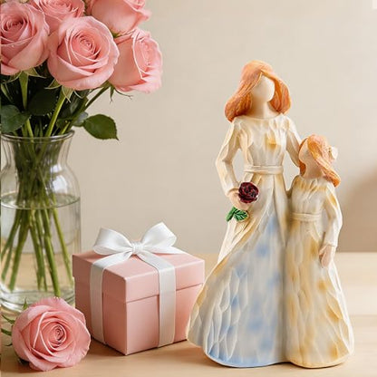 Mom Gifts from Daughter, Mother Daughter Figurine, Hand-Painted Resin Sculpture, Meaningful Birthday Mothers Day Valentines Day Gift, Home Decor Keepsake (Mother Daughter Rose Figurine) - color: Mother Daughter Rose Figurine