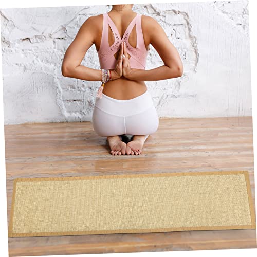Healifty Bamboo Woven Tatami Mat 50x150CM Portable Meditation Cushion Breathable Floor Pad for Yoga Home Use and Sleeping