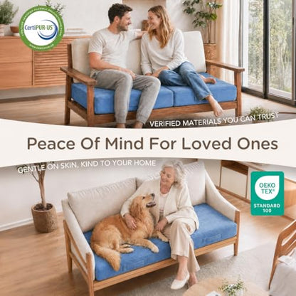 Codi Thick Replacement Couch Cushions 2 Sets, Upholstery Foam with Washable Covers for Sofa Cushion Chair Meditation - 24 × 24 × 5 Inch, High Density Foam, Blue - color: Blue, size: 24 Inch (Pack of 2)