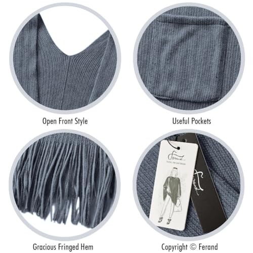 Ferand Shawl Wraps for Women, Cozy Lightweight Poncho Cape with Pockets, Warm for Fall Winter Travel - color: Light Blue