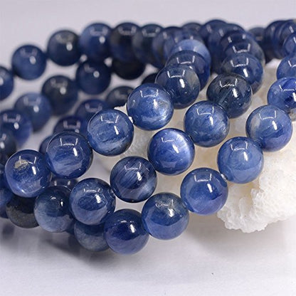 Justinstones Gem Semi Precious Gemstone 8mm Round Beads Stretch Bracelet 7 Inch Unisex - color: A Grade Kyanite