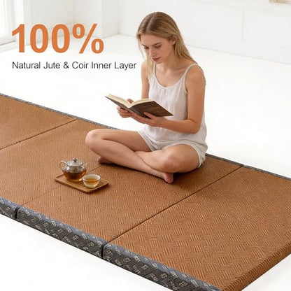 Japanese Tatami Mat, Tatami, Rug, Foldable Mattress, Roll up Rug, Japanese Floor Mattress, Floor Sleeping Japanese Futon Mattress, Meditation Yoga, Zen - size: Brown-90×200×3.5cm