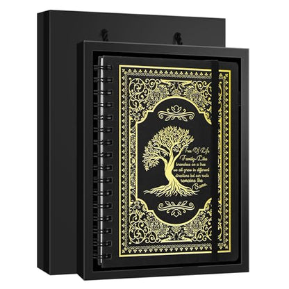 A5 Hardcover Spiral Notebook Tree of Life Journal Daily Journals for Writing Travel Notebooks Journal for Women Men 80GSM Paper Leather Spiral Journal,5.7"x8.3"(Spiral Tree -Black) - color: Spiral Tree of Life-black