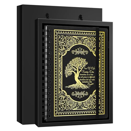 A5 Hardcover Spiral Notebook Tree of Life Journal Daily Journals for Writing Travel Notebooks Journal for Women Men 80GSM Paper Leather Spiral Journal,5.7"x8.3"(Spiral Tree -Black) - color: Spiral Tree of Life-black