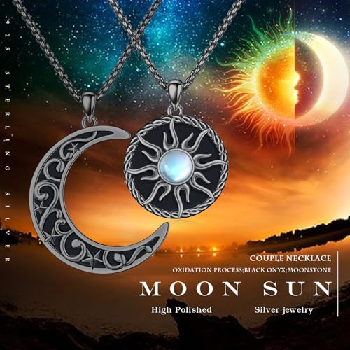 Yin Yang Necklaces for Women Men 925 Sterling Silver Pendant Necklace Yin Yang Jewelry for Women Men Couples - style: Sun Moon #9