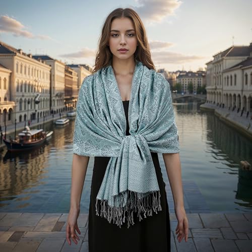 MUQU Women Pashmina Shawls and Wraps Scarf–Soft, Cozy, Lightweight and Versatile Wrap–Elegant Paisley Patterns–All Seasons