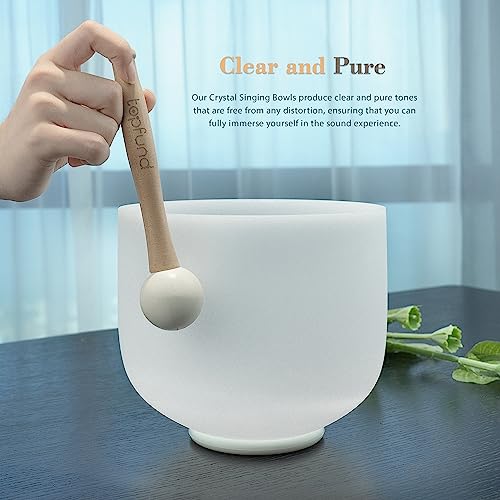 TOPFUND 528 Hz Solfeggio Crystal Singing Bowl 8 inch with Heavy Duty Carrying Case and Suede Mallet - color: 528Hz Singing Bowl, size: 8 inch