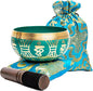 Tibetan Singing Bowl Set - Authentic Handcrafted Mindfulness Meditation Holistic Sound 7 Chakra Healing by Himalayan Bazaar (Turquoise) - color: Turquoise Blue