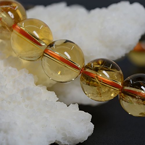 Justinstones Gem Semi Precious Gemstone 8mm Round Beads Stretch Bracelet 7 Inch Unisex - color: AA Citrine