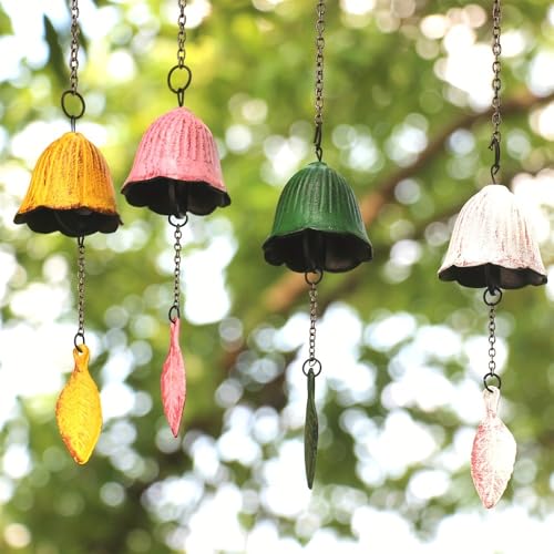 1PCS Creative Cast Iron Wind Chime Hanging Decoration, Metal Retro Hanging Leaf Bell for Outdoor Garden Bell Patio Balcony