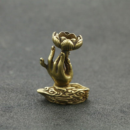 Backflow Incense Buddha Hand Ornament, Brass Incense Holder for Zen Tea Table and Coffee Table, Small Desktop Decoration