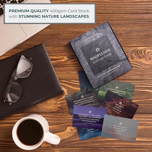 MESMOS 52 Mindfulness Cards with Action Plans. Relaxation Stress Relief Gifts for Men and Women, Positive Affirmation Cards, Anxiety Relief Items, Meditation Self Care Kit, Relaxing Spiritual Gifts - color: Nature (Large 4" X 3" Cards)