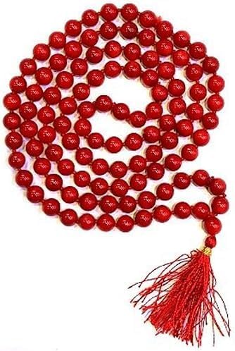 Rudraksh Mala, Natural Himalayan Genuine Original Rudraksha Rosary - style: Lal Muga Jaap Mala 5MM