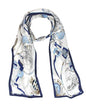 100% Silk Scarf for Women 59”*6.3” Long Shawls for Headscarf and Neck- Oblong Hair Wraps with Gift Packed - color: White&blue -Nautical