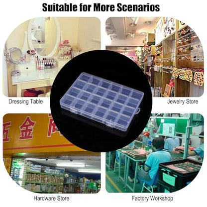 1 Pack 24 Grids Clear Plastic Jewelry Organizer Boxes, Tackle Box Compartment Organizer with Adjustable Dividers for Jewelry, Art Craft, Bead Storage Containers