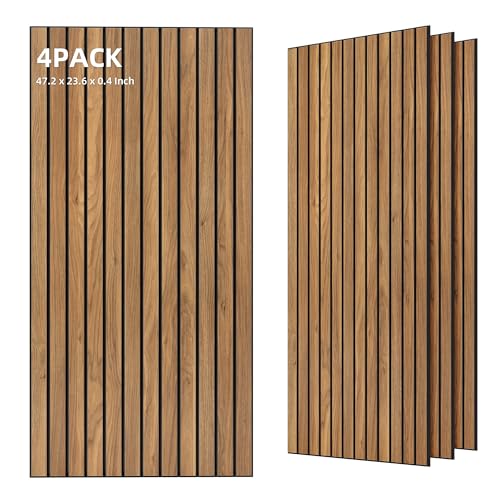 TO-TH Wood-Look Sound Panels, 4 Pack 47.2” x 23.6” Soundproof Wall Panels, Decorative Acoustic Panels,Wood Panels for Wall for Home, Office, Basement, Rustic Teak - color: Rustic Teak, size: 4 pcs - 47.2'' * 23.6''