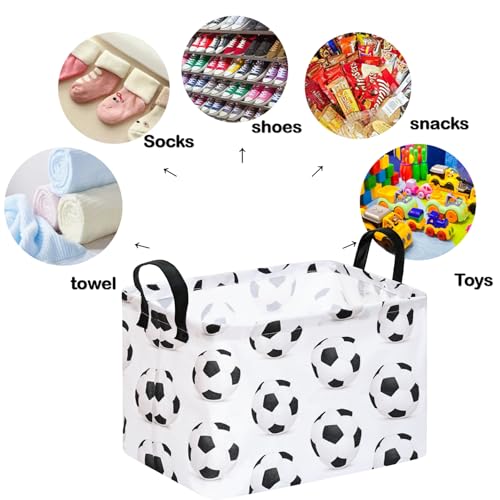 Rectangle Soccer Football Storage Basket | Gift Storage, Home Shelf Organizer Box, Clothes Laundry Hamper, Nursery Basket, With Handles - color: Soccer