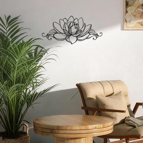 YATEASLU Lotus Wall Art, Zen Wall Decor with Mandala Design, Metal Lotus Flower Spiritual Decor for Home, Measuring Ideal for Yoga Meditation, A Gift for Yoga Lovers