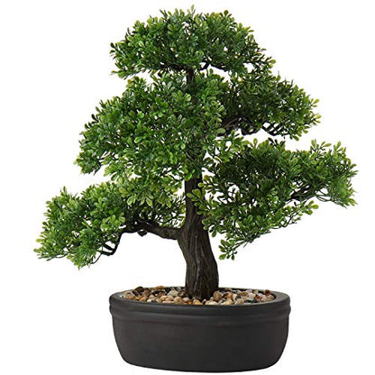 Artificial Bonsai Tree Juniper Faux Plants Indoor Small Fake Plants Decor with Ceramic Pots for Home Table Office Desk Bathroom Shelf Bedroom Living Room Farmhouse Decorations - style: 14" Ficus