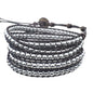 Genuine Stone Wrap Bracelets for Women Natural Crystal Beaded Wrap Bracelet 2/3/5 Adjustable Bohemian Bracelets Jewelry Gifts for Women Mom - color: hematite(5 wraps)