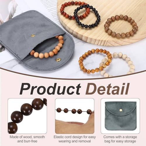MECCANIXITY Pcs Prayer Beads Bracelet, Natural Wooden Bead Mala Bracelets Link Wrist for Men Women Beaded Stretch Crafts Bangle - color: Amberwood Color