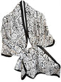 Large Shawl Scarf For Women Lightweight Wraps Silky Headscarf Long Sunscreen Scarfs - color: T25 Black and White Rose / 70"x 35"