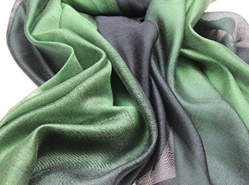 Cotton Silk Scarf Elegant Soft Wraps Color Shade Scarves for Women - color: Dark Green