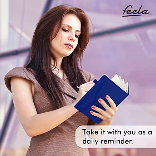 feela 3 Pack Notebooks Journals Bulk with 3 Black Pens, A5 Hardcover Notebook Classic Ruled Lined Journal Set with Pen Holder for Work Business Journaling Note Taking, 120 GSM, 5.1”x8.3”, Navy - color: 3 Pack navy