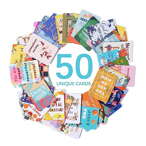 50 Unique Inspirational Cards, Motivational Kindness Mini Note Cards with Encouragement Quotes, Appreciation, Gratitude, Positive Affirmations Cards for Employees, Coworkers, and Kids - color: Inspirational Cards