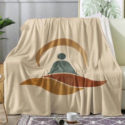 Meditation Blanket Queen Size, Yoga Fleece Throw Blanket for Couch Bed Sofa, Simple Art Patterned Blankets and Throws, Super Soft Cozy Plush Flannel Blanket, 90x90, Decor & Gift - color: Meditation, size: Queen (90" x 90")